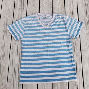 Carbon Mens Striped V-neck Short Sleeve T-Shirt Size X-Large